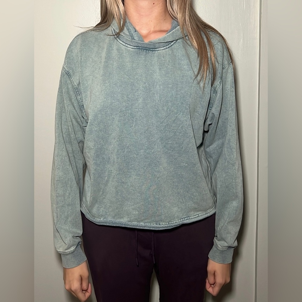 Faded blue/grey hoodie with layered look